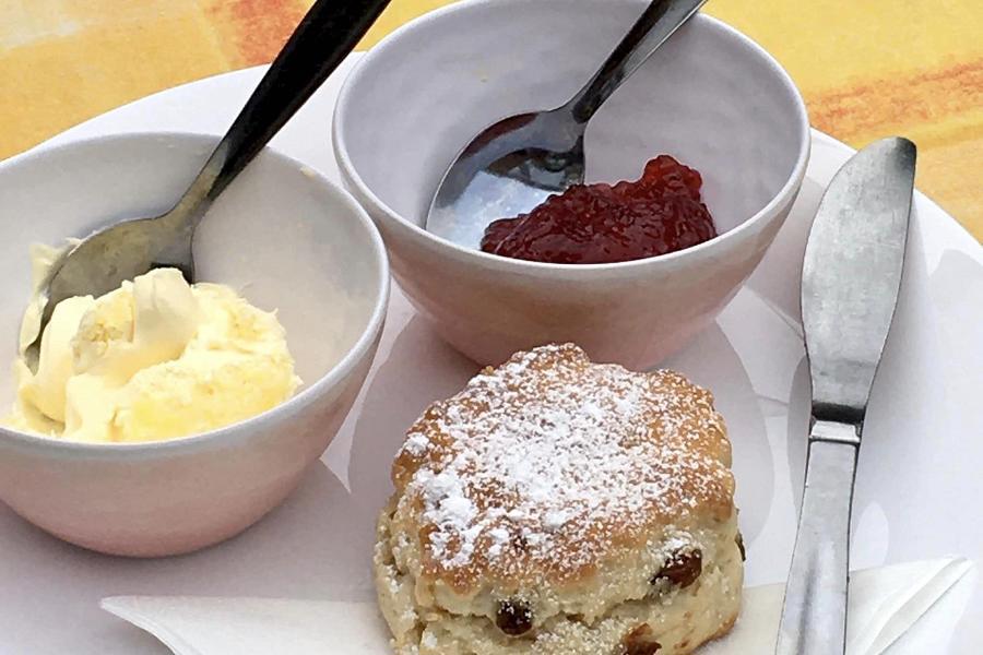 Jam or cream first? Home-made scones at the Butcher's Arms Gallery and Coffee Shop.